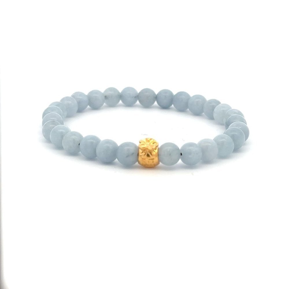 18K Gold Money Bag Lucky Charm Bracelet Gemstones Aquamarine All Sizes